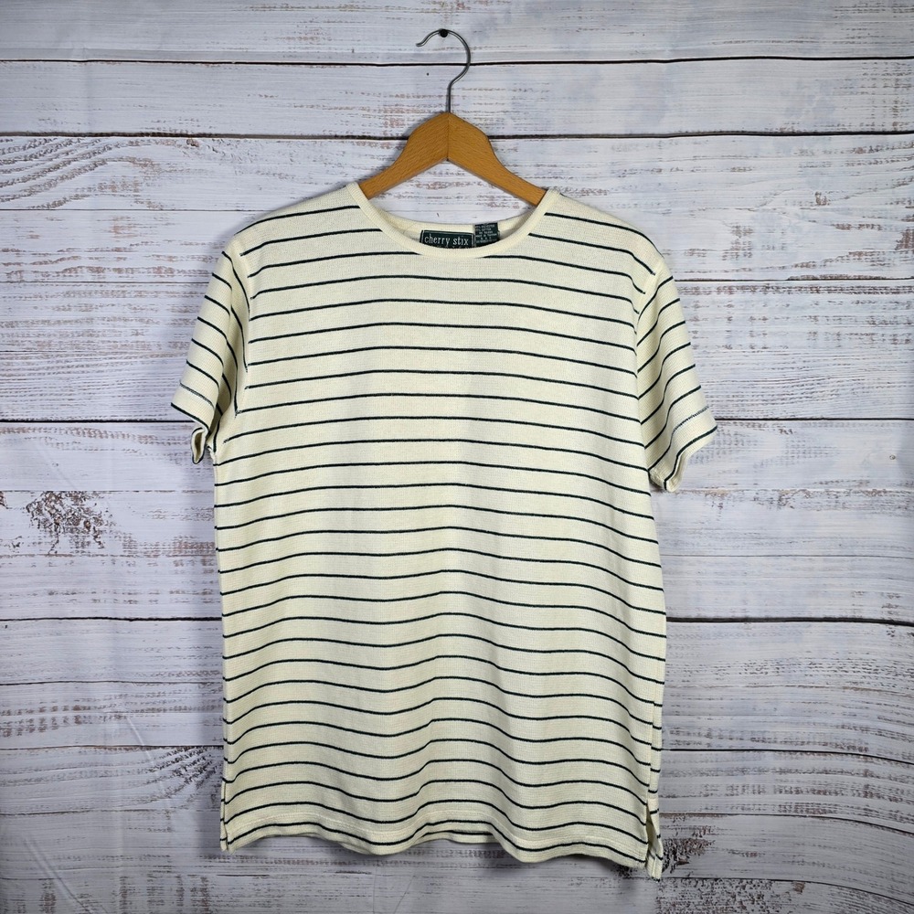 Cherry Stix Striped Knit Tee Size Medium Vintage 90s Minimalist Grunge